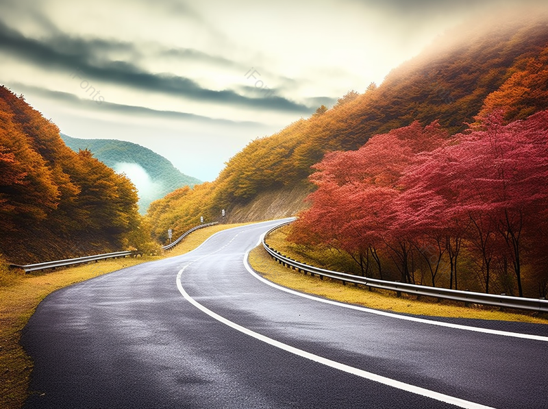 唯美秋季森林与道路,高清,摄影图,摄影图片,图片大全,摄影图免费下载